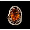 Image 2 : 11.26 ctw Mandarin Spessartite and Diamond Ring - 14KT Rose Gold