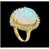 Image 4 : 9.60 ctw Opal and Diamond Ring - 14KT Yellow Gold