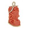 33.32 ctw Coral and Diamond Carved Portrait Pendant - 14KT Yellow Gold