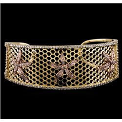 2.25 ctw Diamond Cuff Bracelet - 14KT Yellow and Rose Gold