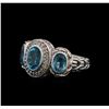 Image 1 : 3.36 ctw Blue Topaz and Diamond Ring - 925 Silver