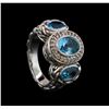 Image 4 : 3.36 ctw Blue Topaz and Diamond Ring - 925 Silver