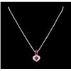 Image 1 : 18KT White Gold 1.40 ctw Ruby and Diamond Pendant With Chain