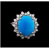 Image 2 : 5.16 ctw Turquoise and Diamond Ring - 14KT White Gold