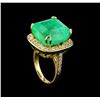 Image 4 : GIA Cert 23.20 ctw Emerald and Diamond Ring - 14KT Yellow Gold