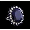 Image 1 : 30.22 ctw Sapphire and Diamond Ring - 14KT White Gold