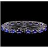 Image 2 : 14KT White Gold 16.66 ctw Tanzanite and Diamond Bracelet