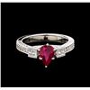 Image 2 : 1.16 ctw Ruby and Diamond Ring - 18KT White Gold