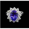 Image 2 : 3.74 ctw Tanzanite and Diamond Ring - 14KT White Gold