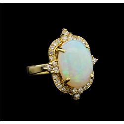 14KT Yellow Gold 3.79 ctw Opal and Diamond Ring