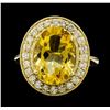 Image 2 : 5.41 ctw Citrine Quartz  and Diamond Ring - 14KT Yellow  Gold