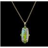 Image 1 : 9.80 ctw Opal, Tsavorite and Diamond Pendant With Chain - 14KT Yellow Gold