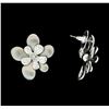Image 2 : Flower Hand Painted Earrings - Rhodium Plated