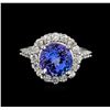 Image 2 : 4.64 ctw Tanzanite and Diamond Ring - 14KT White Gold