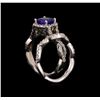 Image 3 : 14KT White Gold 1.22 ctw Tanzanite and Diamond Ring and Guard