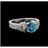Image 1 : 2.11 ctw Blue Zircon Ring - 18KT White Gold