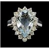Image 2 : 3.60 ctw Aquamarine and Diamond Ring - 14KT White Gold