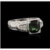 Image 1 : 14KT White Gold 1.17 ctw Green Tourmaline and Diamond Ring