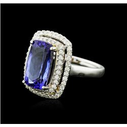 14KT Two-Tone Gold 8.08 ctw Tanzanite and Diamond Ring