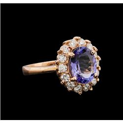 14KT Rose Gold 2.68 ctw Tanzanite and Diamond Ring