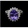 Image 2 : 4.13 ctw Tanzanite and Diamond Ring - 14KT White Gold