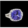 Image 1 : 6.52 ctw Tanzanite and Diamond Ring - 14KT White Gold