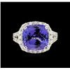 Image 2 : 6.52 ctw Tanzanite and Diamond Ring - 14KT White Gold