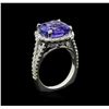 Image 3 : 6.52 ctw Tanzanite and Diamond Ring - 14KT White Gold