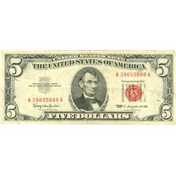 1963 $5 VG/XF Red Seal Note