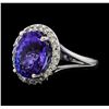 Image 1 : 4.65 ctw Tanzanite and Diamond Ring - 14KT White Gold