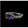 Image 1 : 1.05 ctw Amethyst, Tanzanite, and Diamond Ring - 14KT White Gold