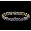 Image 2 : 14KT Two-Tone Gold 9.00 ctw Tanzanite and Diamond Bracelet