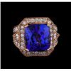 Image 2 : 15.80 ctw Tanzanite and Diamond Ring - 14KT Rose Gold