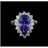 Image 2 : 4.98 ctw Tanzanite and Diamond Ring - 14KT White Gold
