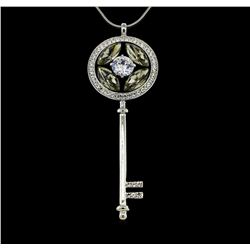 Crystal Key Necklace - Silver Plated