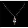 Image 2 : 14KT White Gold 23.00 ctw Beryl, Sapphire and Ruby Pendant With Chain