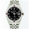 Image 1 : Rolex Stainless Steel Black Roman Diamond and Ruby DateJust Men's Watch