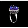 Image 4 : GIA Cert 16.55 ctw Tanzanite and Diamond Ring - 14KT White Gold