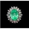 Image 2 : GIA Cert 5.88 ctw Emerald and Diamond Ring - 14KT White Gold