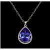 Image 2 : 12.98 ctw Tanzanite and Diamond Pendant With Chain - 14KT White Gold