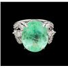 Image 2 : GIA Cert 11.16 ctw Emerald and Diamond Ring - 14KT White Gold