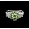 Image 2 : 2.20 ctw Green Tourmaline and Diamond Ring - 14KT White Gold