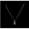 Image 2 : 14KT White Gold 5.06 ctw Aquamarine and Diamond Pendant With Chain