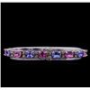 Image 2 : 10.80 ctw Tanzanite, Sapphire and Diamond Bracelet - 14KT White Gold