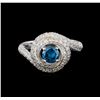 Image 2 : 14KT White Gold 1.29 ctw Fancy Blue Diamond Ring