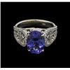 Image 2 : 4.38 ctw Tanzanite and Diamond Ring - 14KT White Gold