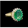 Image 1 : 4.82 ctw Emerald and Diamond Ring - 14KT Yellow Gold