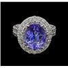 Image 2 : 5.29 ctw Tanzanite and Diamond Ring - 14KT White Gold