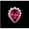 Image 2 : 11.41 ctw Pink Tourmaline and Diamond Ring - 14KT White Gold