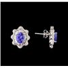 Image 2 : 14KT White Gold 2.52 ctw Tanzanite and Diamond Stud Earrings